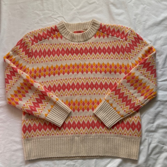 J. Crew Sweaters - J. Crew 100% Cashmere Women's Sweater - Pink, Yellow, Cream Geometric Design